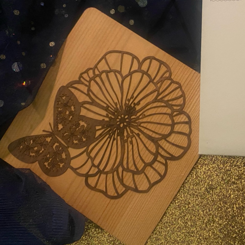 PAPYRUS ELEGANT WOOD BUTTERFLY FLORAL COTTAGECORE BLANK Card RARE RUSTIC $ FIXED